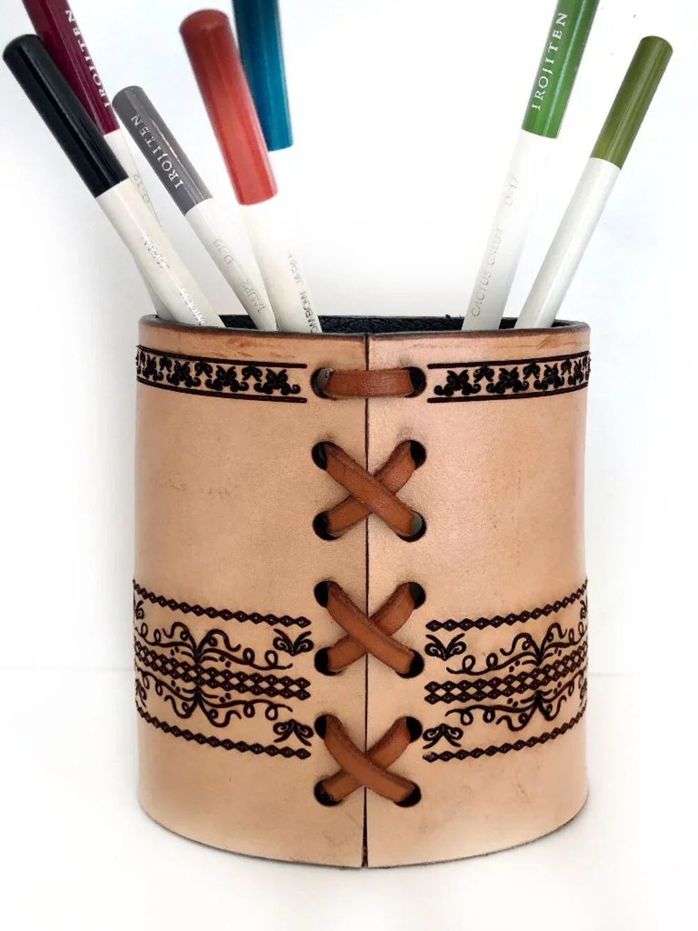 Handmade Genuine Leather Pencil and Pen Holder: Office Decor, Organization